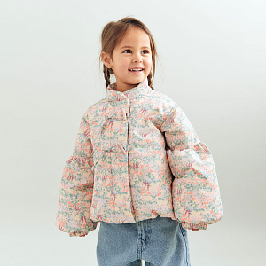 Куртка дутая с пышным рукавом Wheat, цветочная вуаль